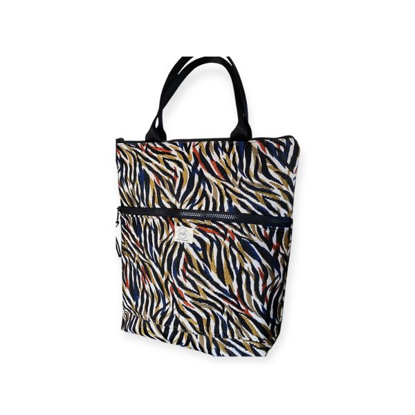 Tote Bag με πάτο zebra color