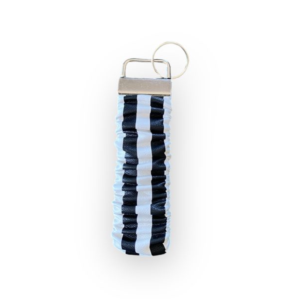 Striped Faux Leather key fob